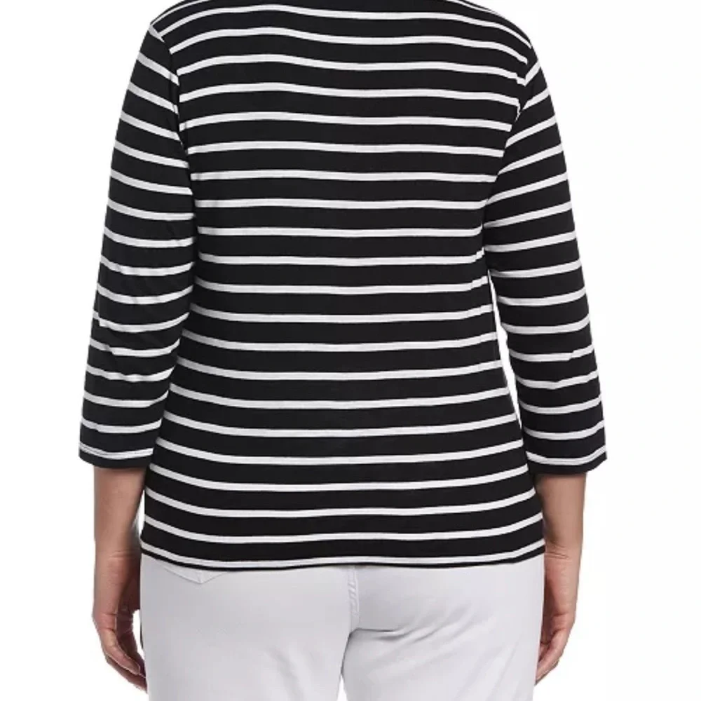 Black and White Striped Women's Top